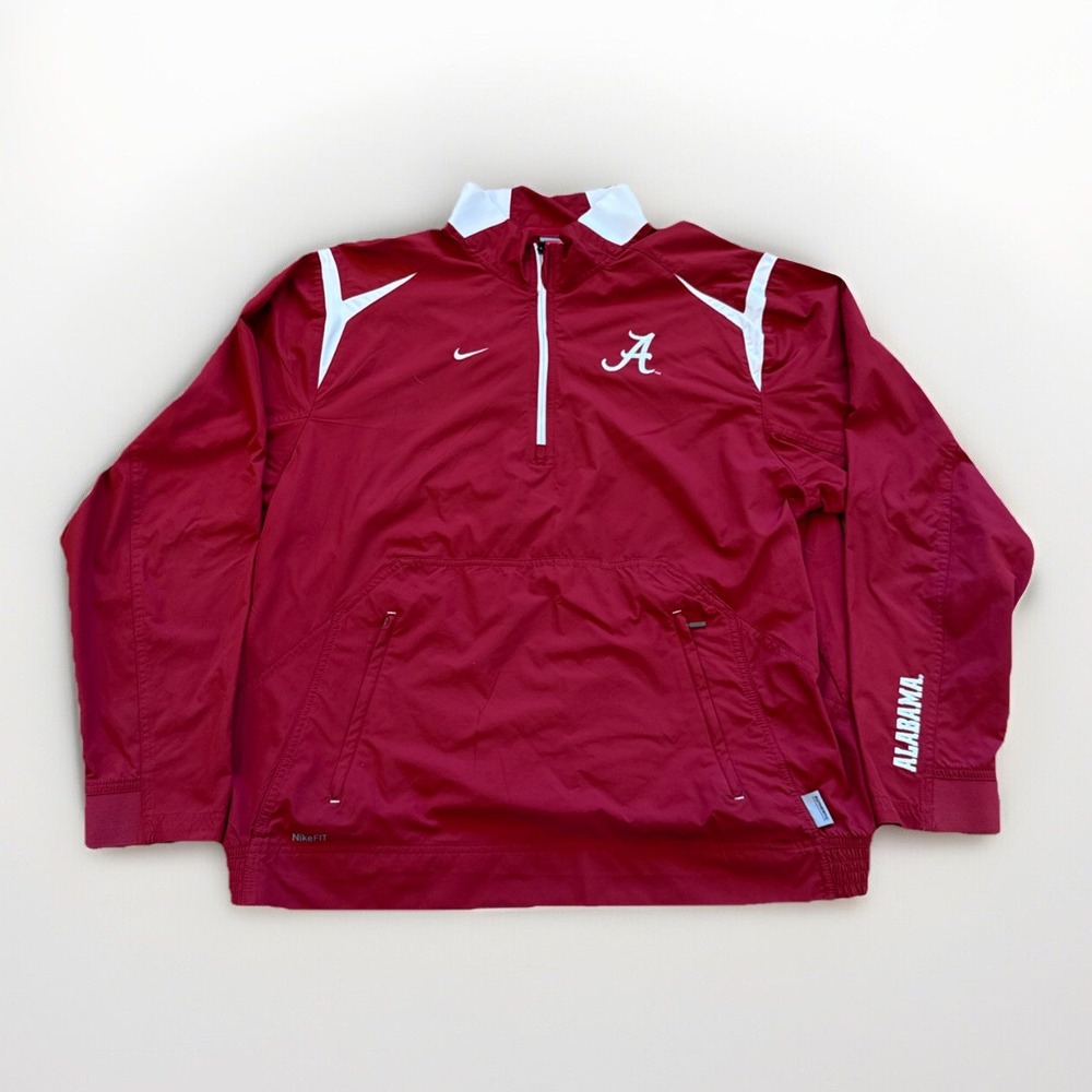 Alabama Crimson Tide Jacket Mens L 1/4 Zip Nike Pullover Windbreaker‎ Y2k Vtg